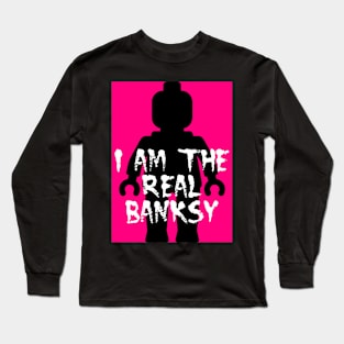 Black Minifig with "I am the Real Banksy" Long Sleeve T-Shirt